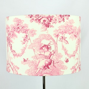 Pantalla estilo country, Toile de Jouy, lámpara de mesa