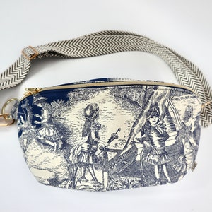 Bolso Toile de Jouy, riñonera, bolso bandolera