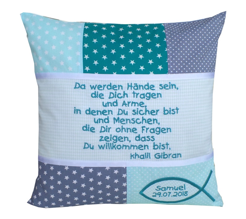 Geschenk zur Taufe, Babykissen personalisiert, Taufkissen Bild 4