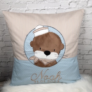 personalisiertes Namenskissen, Kissen mit Namen, Kissen mit Bär, Teddy, beige, grün, Indianer, Boho Bild 5