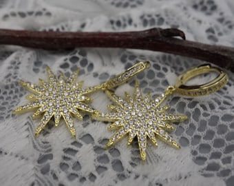 Brautschmuck Goldene Stern-Kristall-Ohrringe  Stern Ohrringe für die Braut