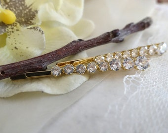 Brautschmuck 2er Set Haarklemmen mit Kristall-Strass Steine in Gold  Haarschmuck für die Braut  Brautfrisur