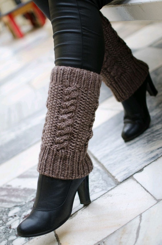 Knitted Leg Warmers for Women Crochet Lace Rope Boot Cuffs Ivory
