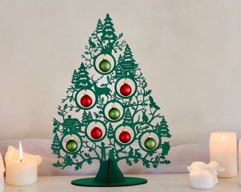 Christmas tree, Christmas decoration, table top, fir green