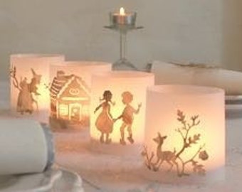 personalisiert Weihnachtsdekoration Windlicht Set a 4 Hänsel und Gretel größere Variante