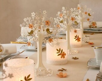 Tafel decoratie bruiloft kersenbloesem boom witte abrikoos, set van 2 stuks.