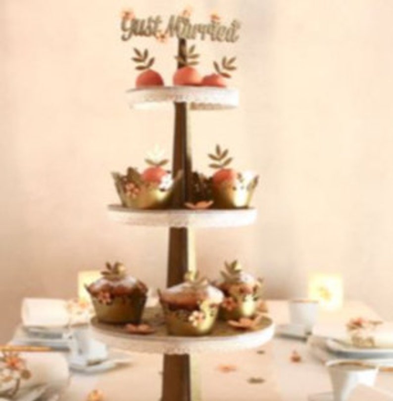 Cake topper décoration de mariage cupcake stands tourtereaux image 4