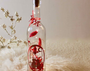 Lichte fles, gedroogde bloemen, lichte fles, kerstdecoratie, kat, kerstcadeau, decoratieve fles, cadeau