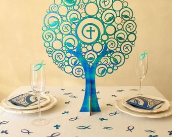 Arbre de Vie de Communion bois 55 cm bleu