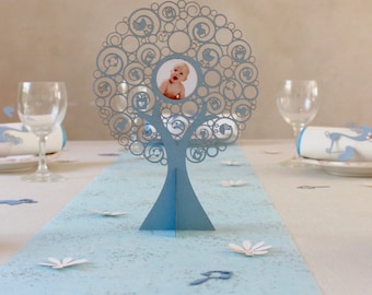 Tafel decoratie geboorte / doop spiraal boom voor foto