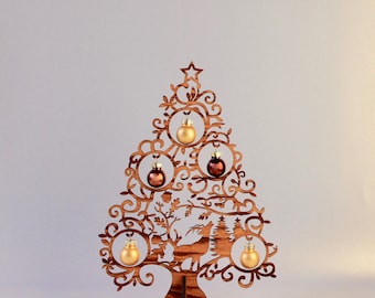 Kerstboom tafel decoratie Kerst hert klein 25 cm houtlook, 5 stuks.