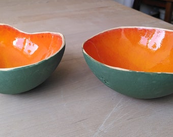 SCHALEN SET 2x innen orange glasiert