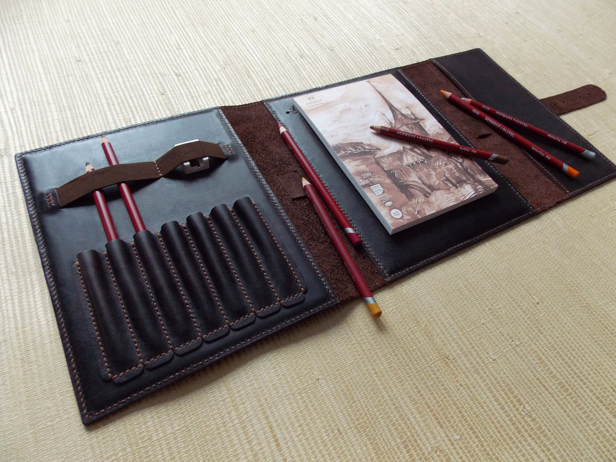 А5 Leather sketchbook black Art Artist Drawing Book Etsy