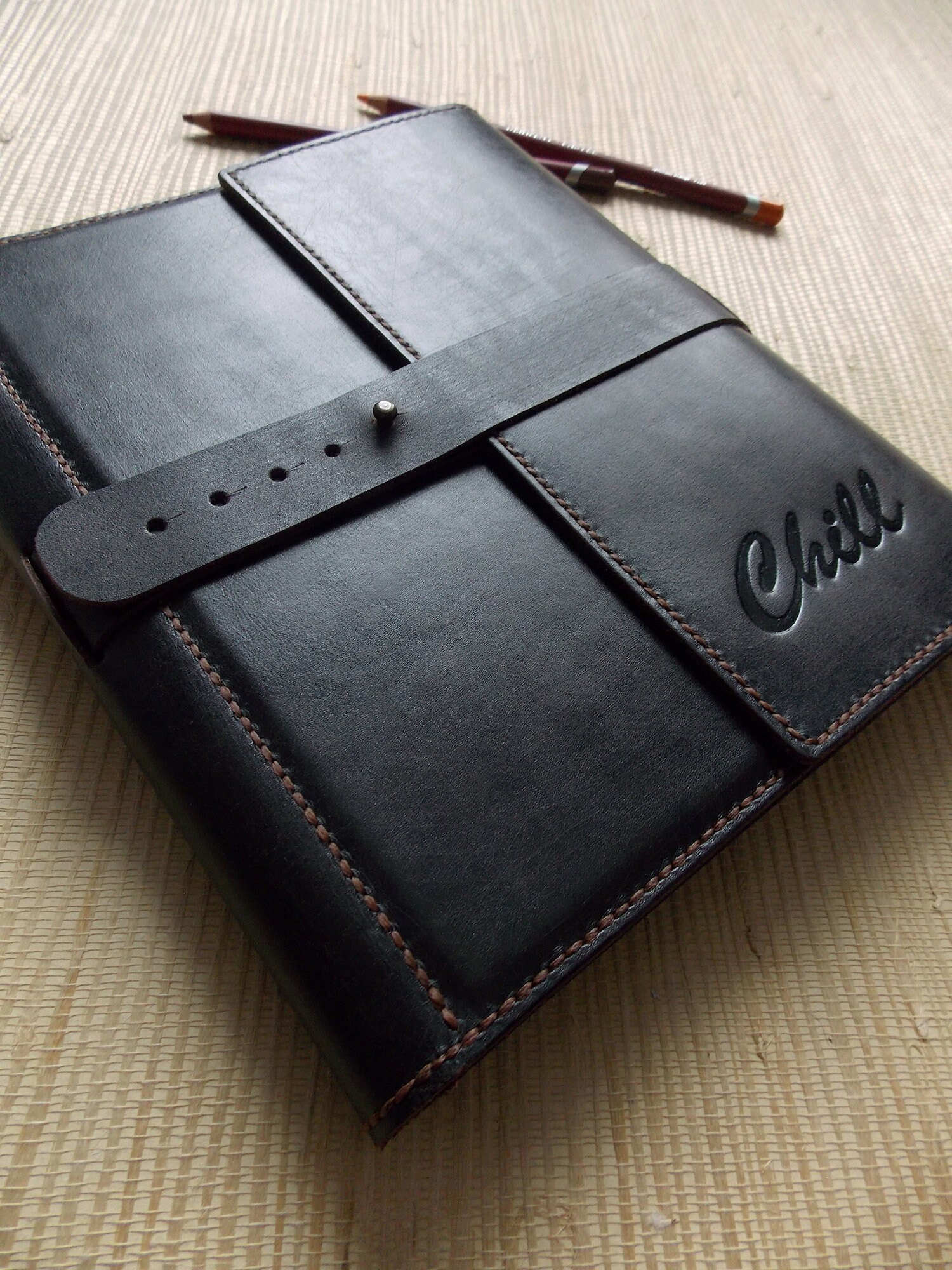 А5 Leather sketchbook black Art Artist Drawing Book Etsy