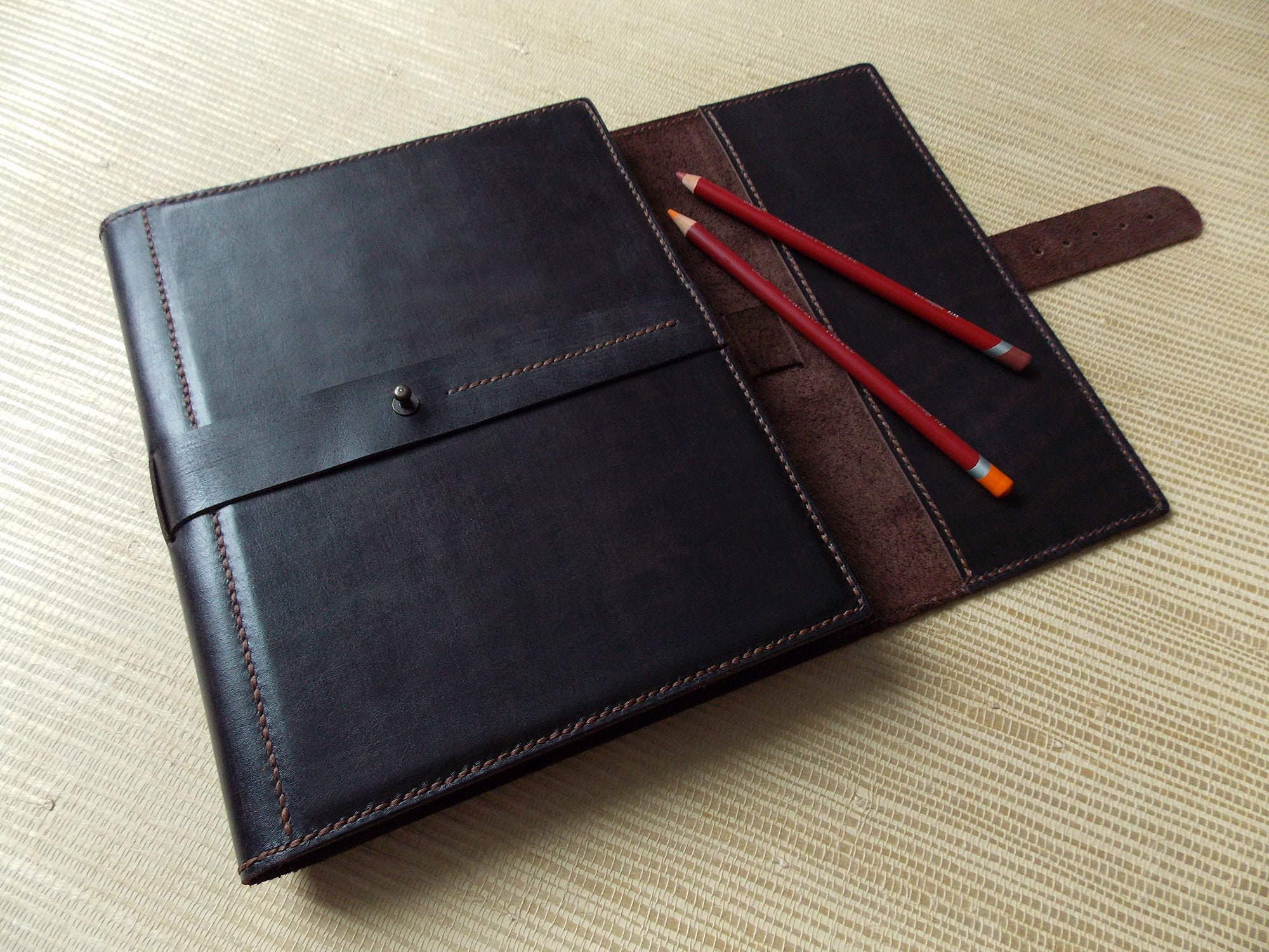 А5 Leather sketchbook black Art Artist Drawing Book Etsy