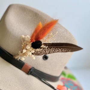 Hat feathers, feathers for hat, dried flowers and feather accent, feathers for fedora, cowboy hat, or floppy hat - Burnt Orange