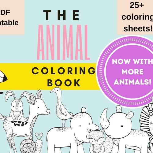 Animal Coloring Book for Kids Printable Coloring Book for Etsy