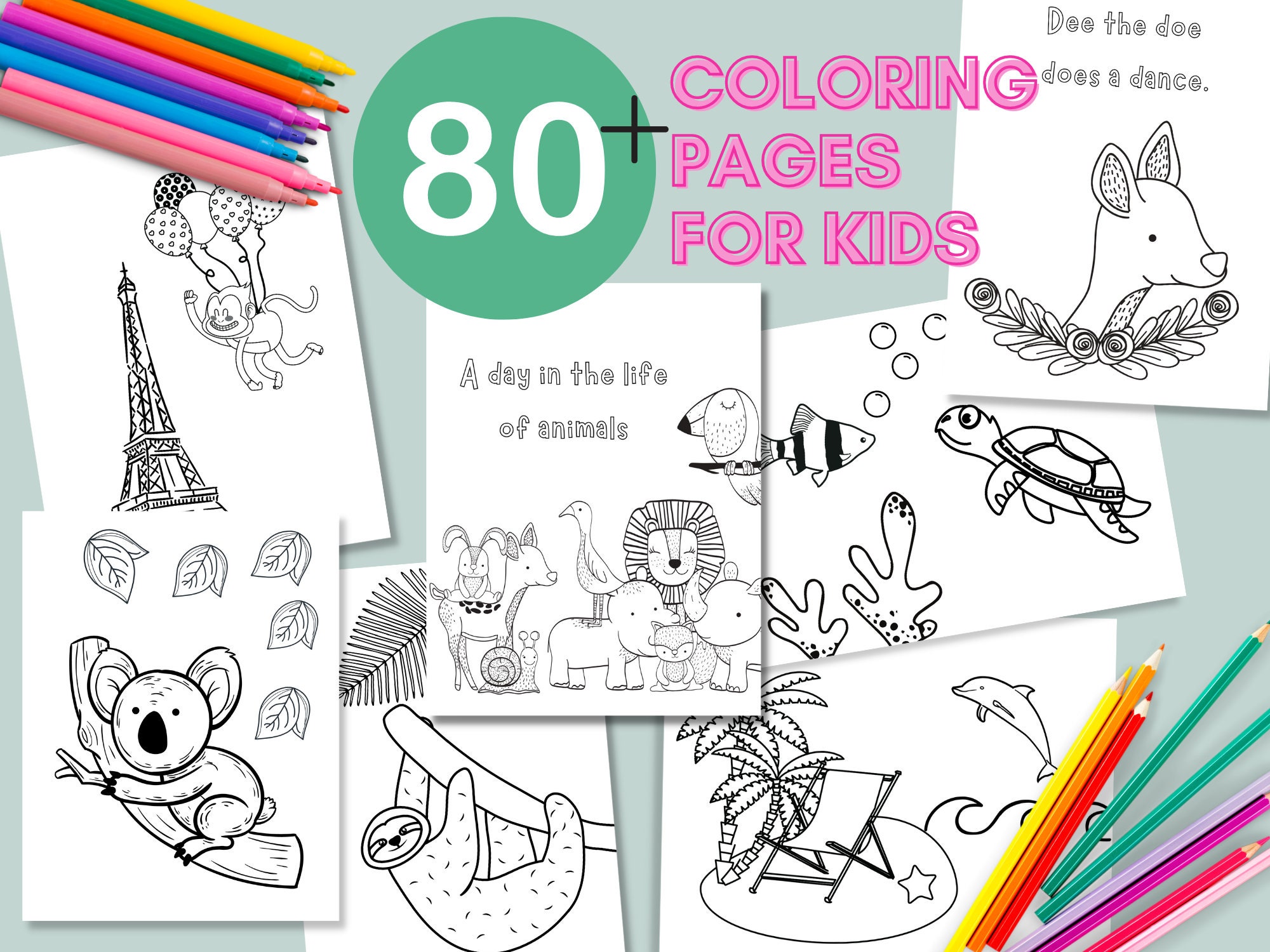 Animal Coloring Book for Kids 3 Pack Printable Coloring | Etsy