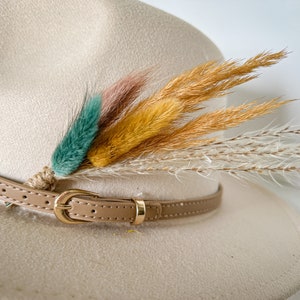 Hat feathers, feathers for hat, dried flowers and feather accent, feathers for fedora, cowboy hat, or floppy hat - BOHO TEAL & GOLD