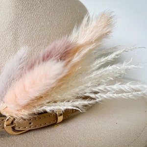 Hat feathers, feathers for hat, dried flowers and feather accent, feathers for fedora, cowboy hat, or floppy hat - BLUSH PINK & PURPLE