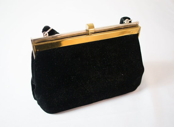 Antique 1950's Garay Velvet Small Handbag w/ Coin… - image 1