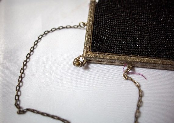 Victorian Antique Black Beaded Snap Handbag - VER… - image 3