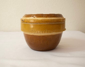 Antique 1930's  Cook-Rite Economy Set - Stoneware Crock Bowl w/ Pie Pan Lid