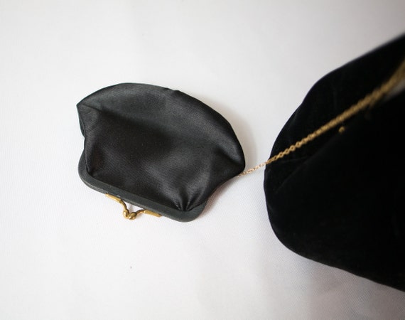 Antique 1950's Garay Velvet Small Handbag w/ Coin… - image 4