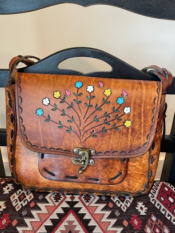 handmade vintage style boho hippie leather tooled 