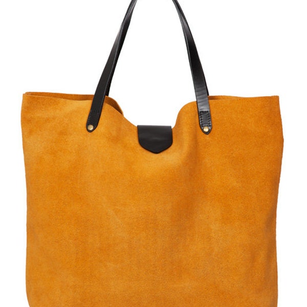 Fourre en cuir ochre Suede