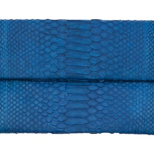 LARGE - Cobalt Blue Python Leather Classic Foldover Clutch