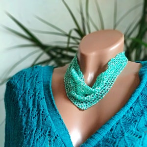 Beaded Scarf Necklace, Beaded Netted Scarf, Beaded Netted Necklace, Beaded Bandana, Beaded Neck Scarf, Beaded Neckerchief, Sead Bead Scarf