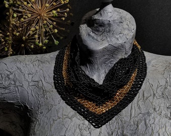 Beaded Scarf Necklace, Beaded Netted Scarf, Beaded Netted Necklace, Beaded Bandana, Beaded Neck Scarf, Beaded Neckerchief, Sead Bead Scarf