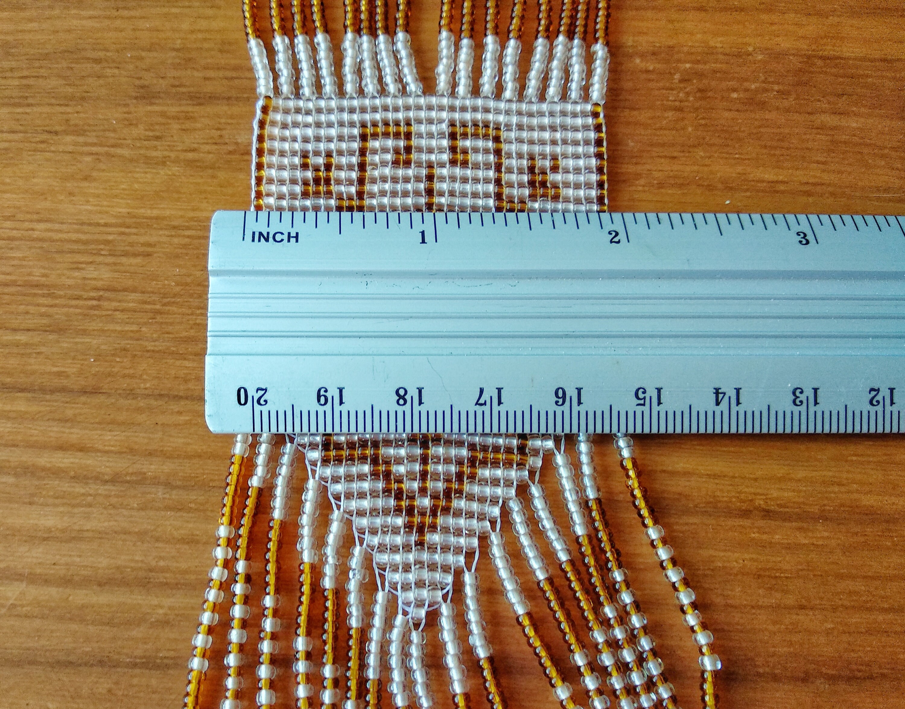 Beige Seed Bead Loom Necklace With Geometric Pattern Mullti Etsy UK