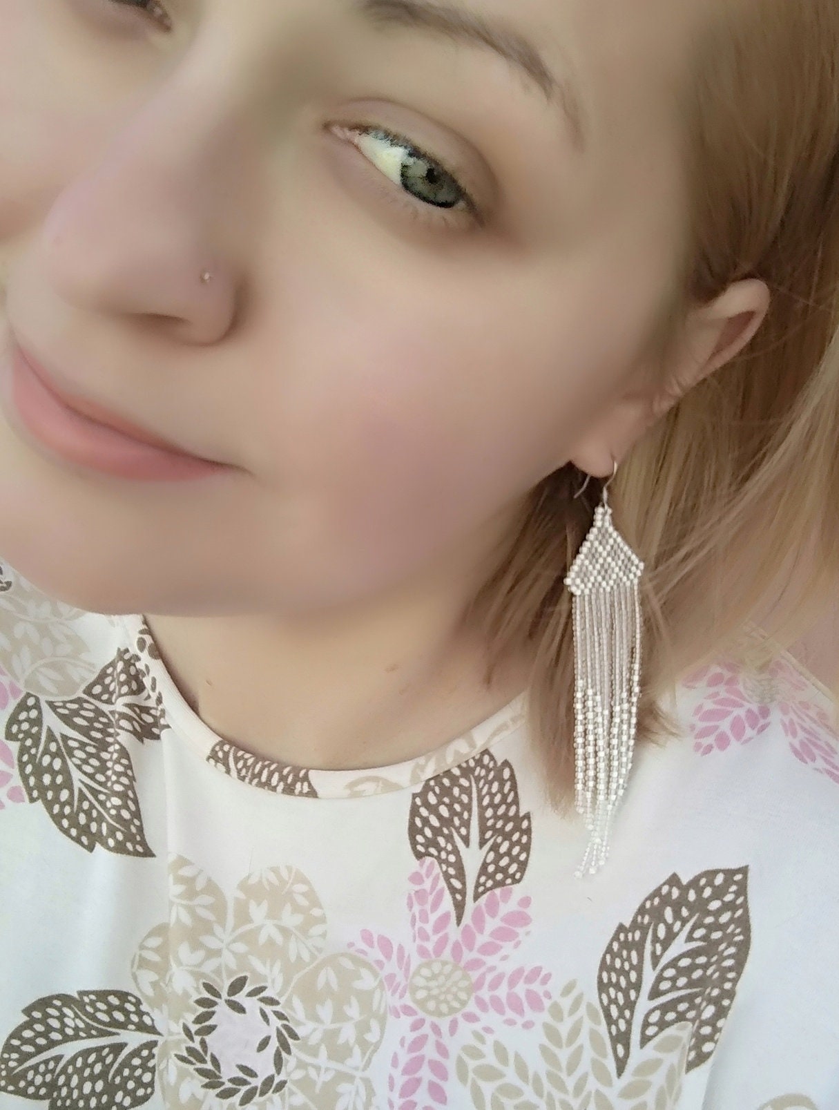 Boucles D'oreilles En Perles Rondes - Style Boho/vintage - Grand Modèle Blanc - Pour Mariage, Fête, Quotidien - 11