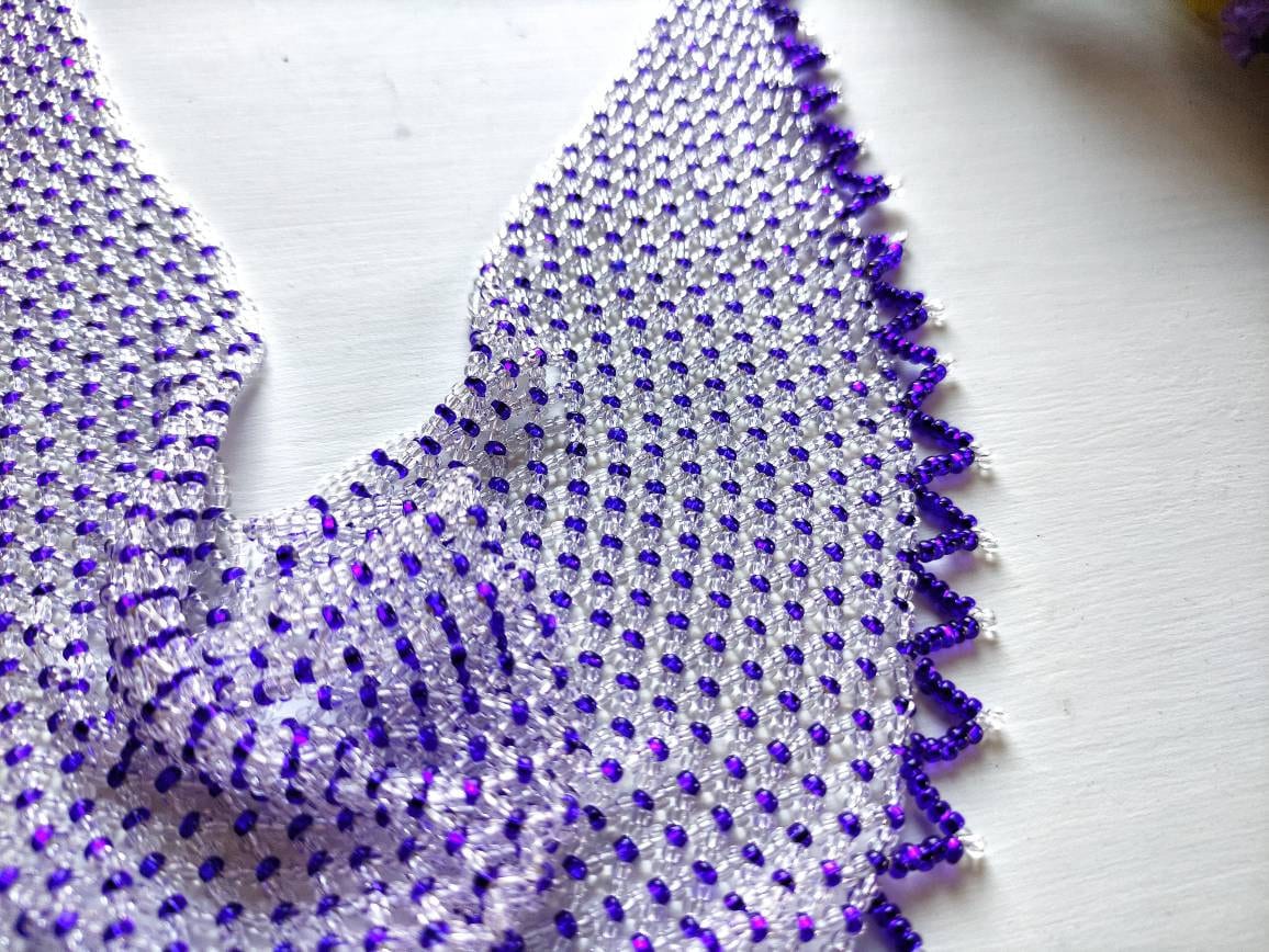 Beaded Scarf Necklace, Beaded Netted Scarf, Beaded Netted Necklace ...
