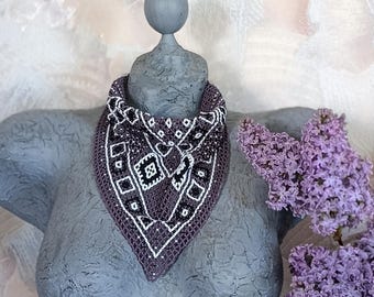Purple western beaded bandana necklace, Cowgirl beaded scarf necklace