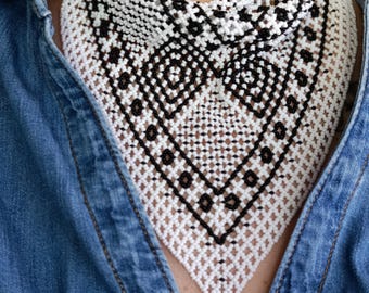 Black and white handicrafts bandana scarf necklace