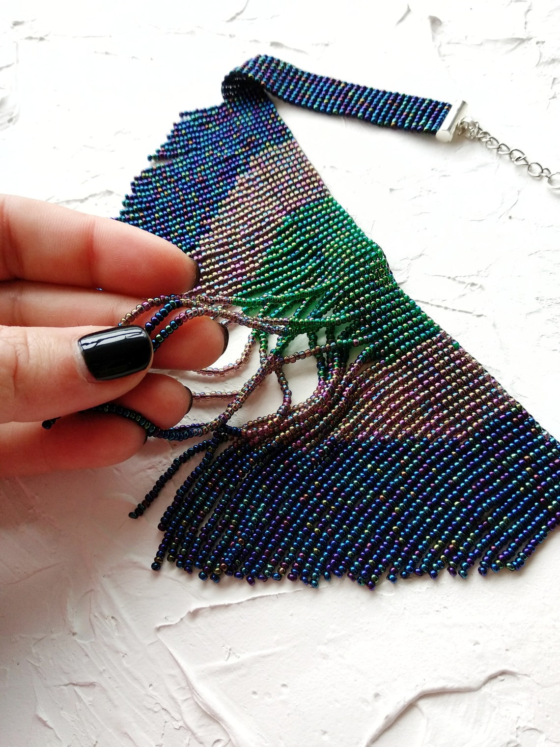 Seed Bead Fringe Choker Seed Bead Fringe Necklace Boho Etsy