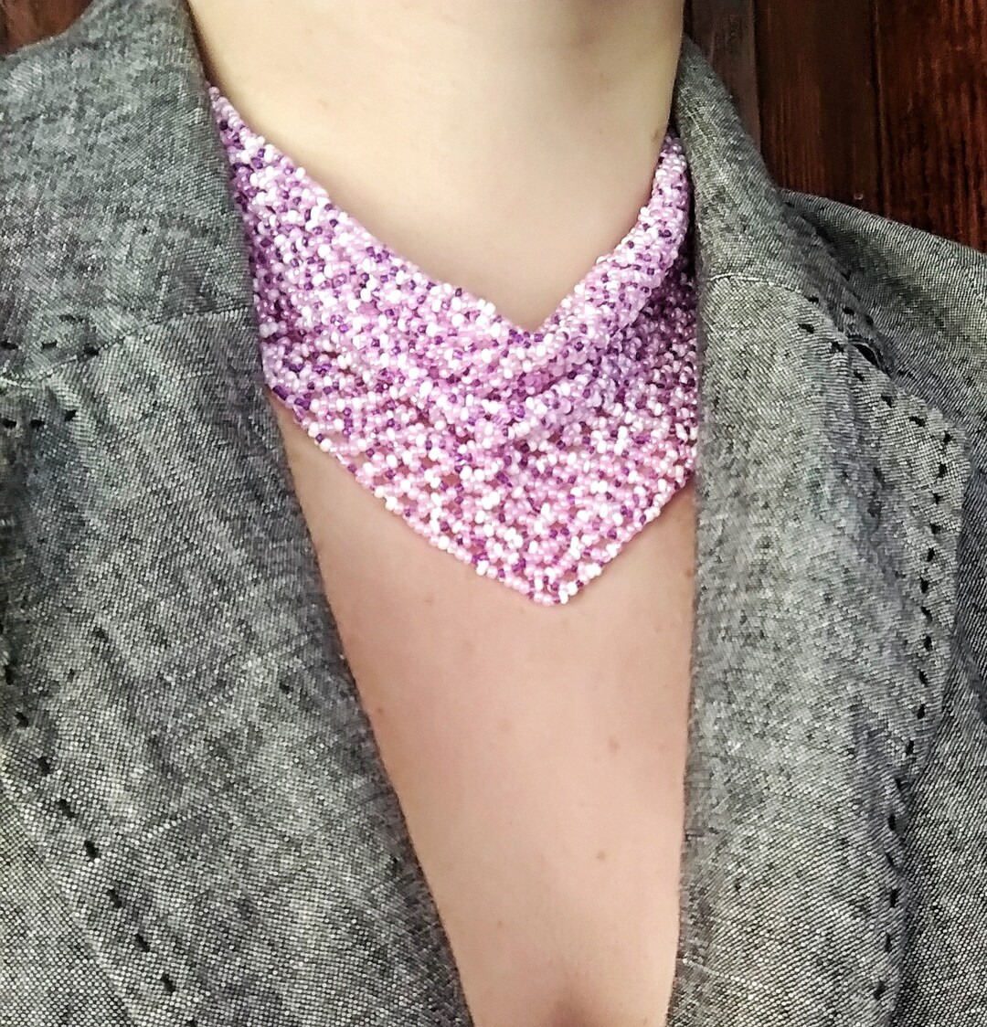 Seed Bead Scarf Necklace Beaded Netted Scarf Beaded Netted Etsy