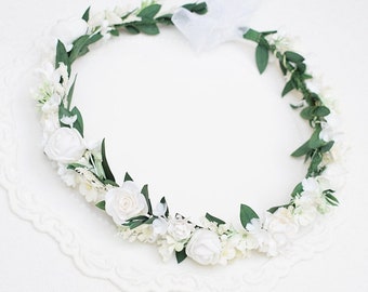 Couronne de fille de fleur de printemps, couronne de cheveux de fleurs, bandeau de fleurs, couronne de fleurs rose poudré, couronne de fille de fleur de mariage couronne de fleurs de mariée enfant