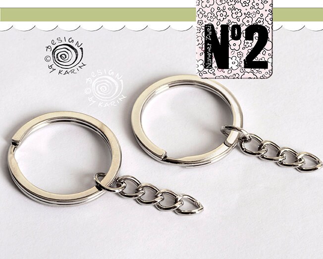 チェーン付きキーホルダー 2個 シルバー色 |ブランク - No.016 - Etsy 日本