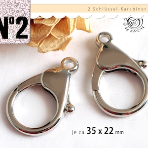 2 sturdy key rings/carabiners silver - blanks - No 175