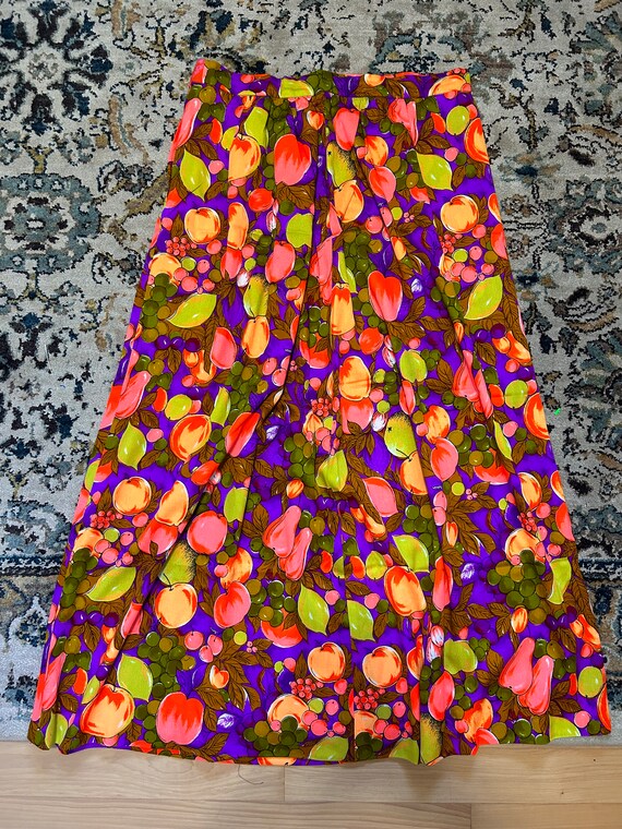 Vintage Handmade Fruit Barkcloth Maxi Skirt (VOLUP