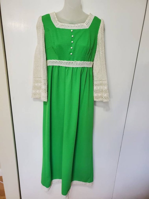 Vintage Crochet Maxi Prairie Dress - image 1