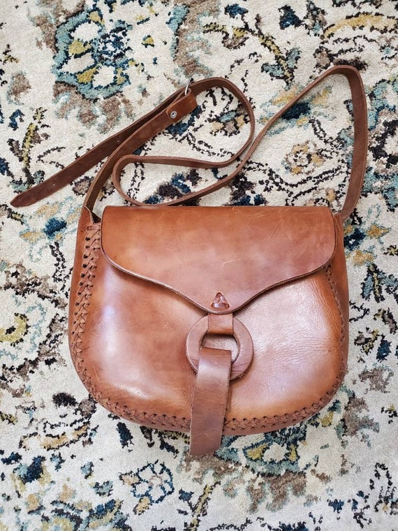 70's Handmade Leather Crossbody Bag