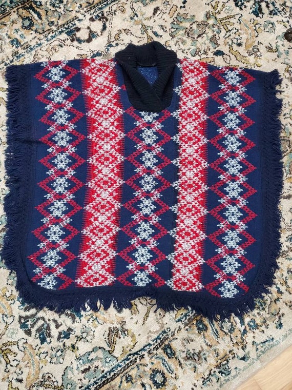 Vintage Knit Poncho - image 1