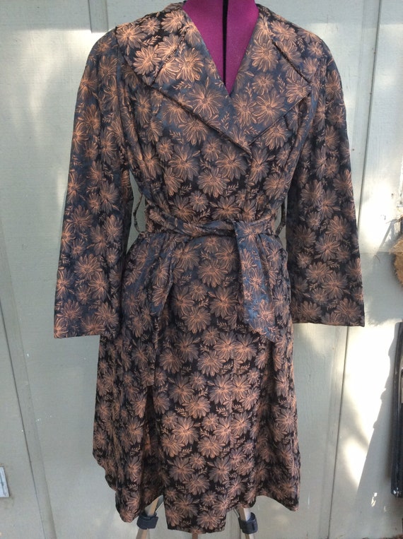 60's Floral Tapestry Wool Lined Coat