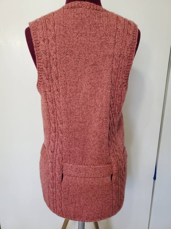 Vintage Rose Wool Belted Cardigan Vest - image 3