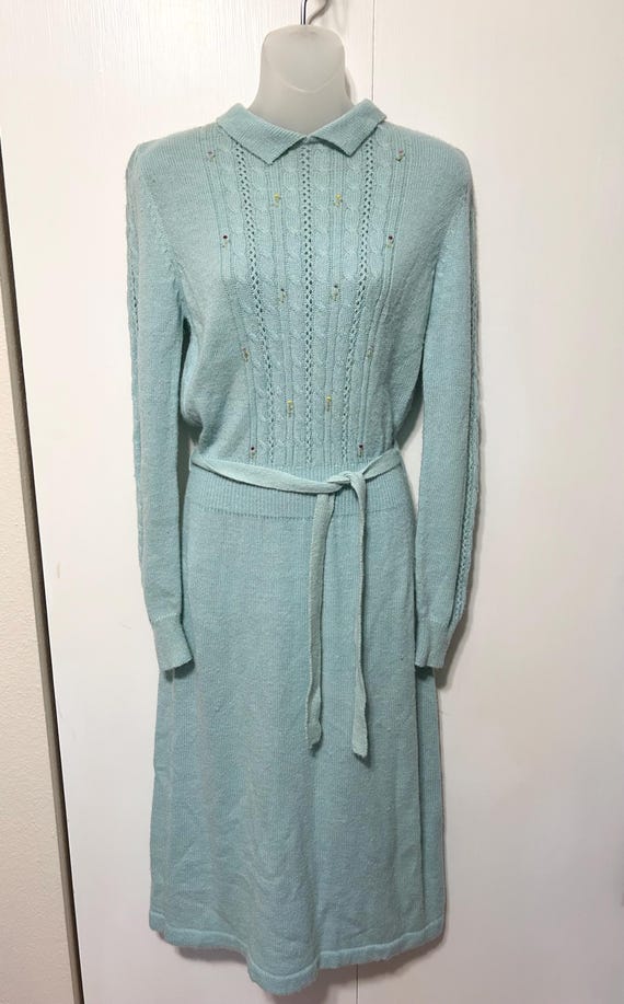 80's Floral Embroidered Sweater Dress 80's Floral Embroidered Sweater Dress